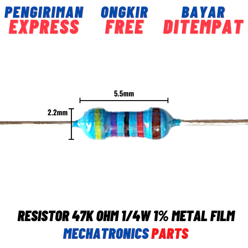 RESISTOR 47K 47000OHM 1/4W 1% METAL FILM