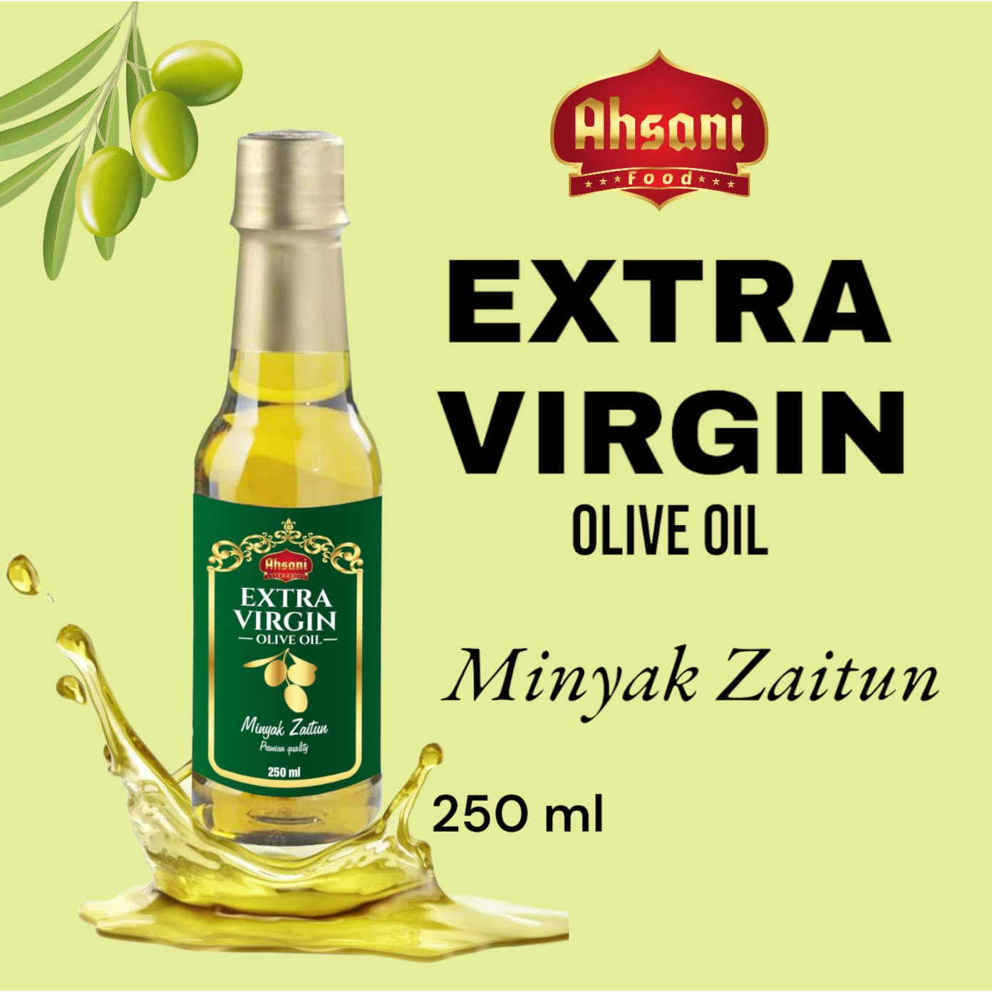 

Minyak Zaitun Extra Viirgin Ahsani 250 ml Minyak Kesehatan dan Minyak Kecantikan