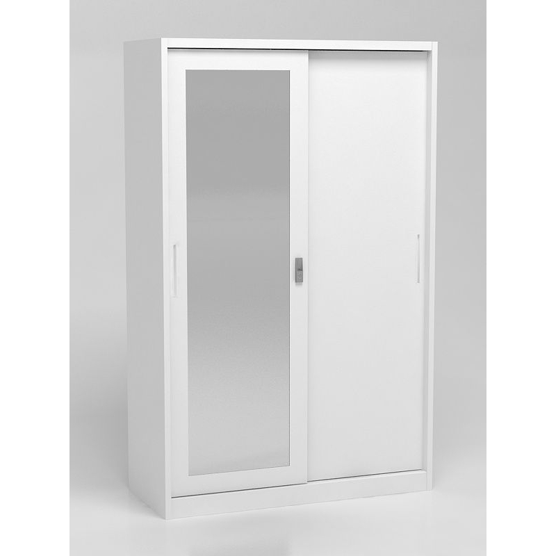 Lemari Pakaian Besi Sliding Minimalis Putih