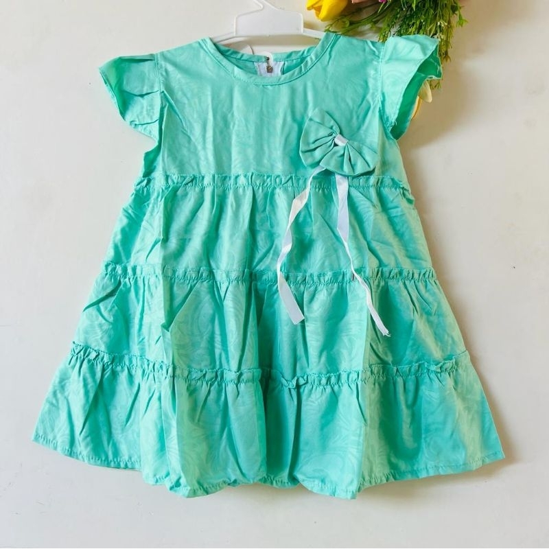 Dress Anak 1 2 2,5 Tahun Anak Cewek Perempuan Dress canda kekinian terbaru pita lucu viral ( Dress Canda Tumpuk )