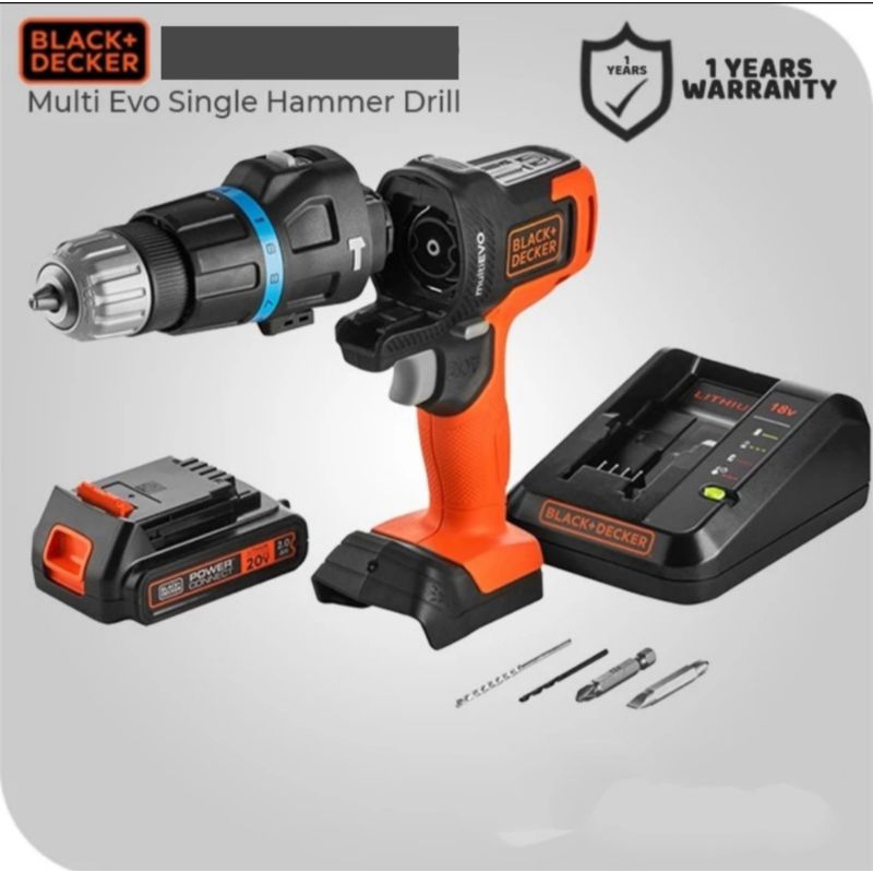 Mesin Bor Baterai Multievo Hammer Drill 20V Black Decker EVO185H1 Multi Evo EVO185H1-KR EVO185 EVO18