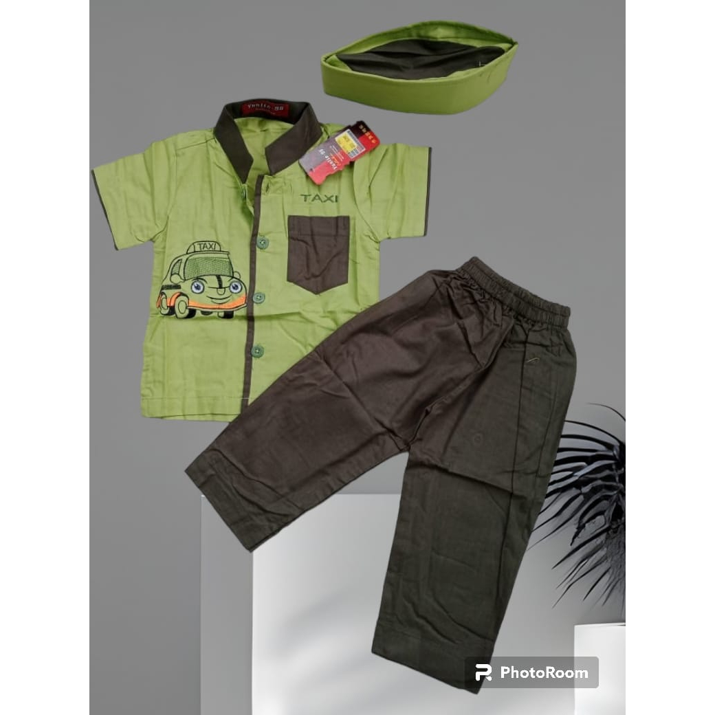 Baju Muslim | Baju Koko Tangan Pendek Anak Bayi 6 – 12 Bulan