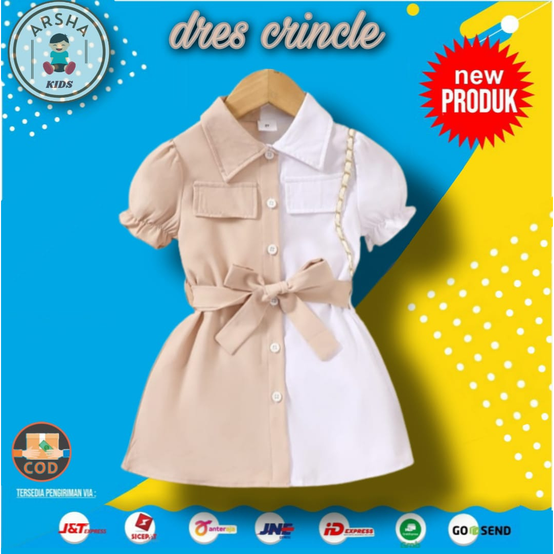 BAJU ANAK PEREMPUAN 1-5 TAHUN BAJU DRESS ANAK PEREMPUAN MURAH HARIAN ATASAN ANAK CRINCLE