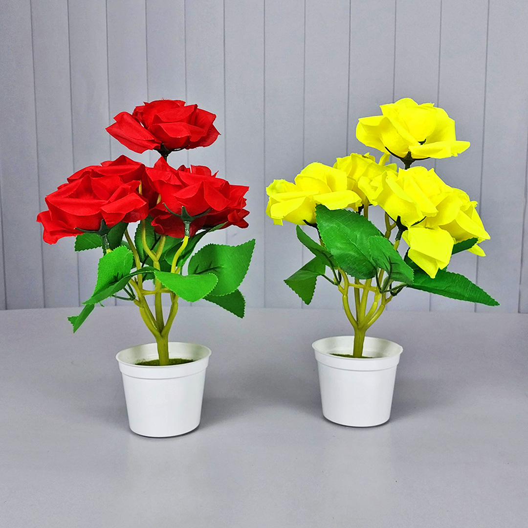 Bunga Mawar Hias Plastik Artificial Flowers Murah Pot Palsu Dekorasi Rumah Terkini PBP112