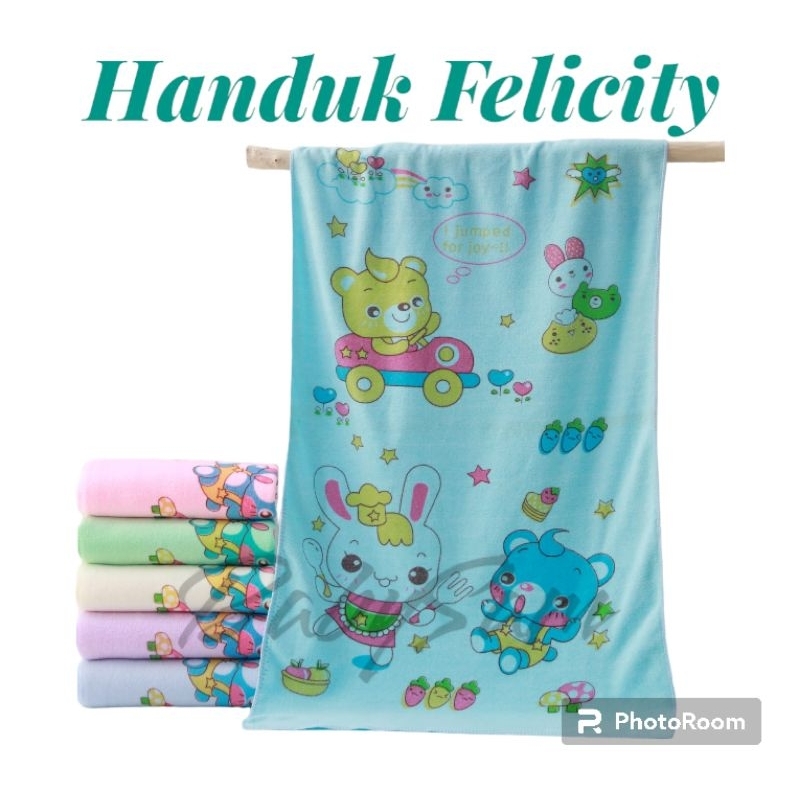 Handuk Felicity 50x100Cm Termurah || Handuk Anak Lembut || Handuk Bayi Sablon