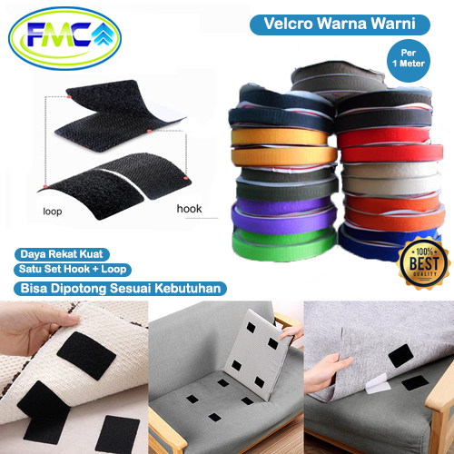 Velcro Perekat 10cm 5cm 2cm Set Warna Velcro Kain Hook Loop Tape Kretekan Kasar Halus 2 Sisi