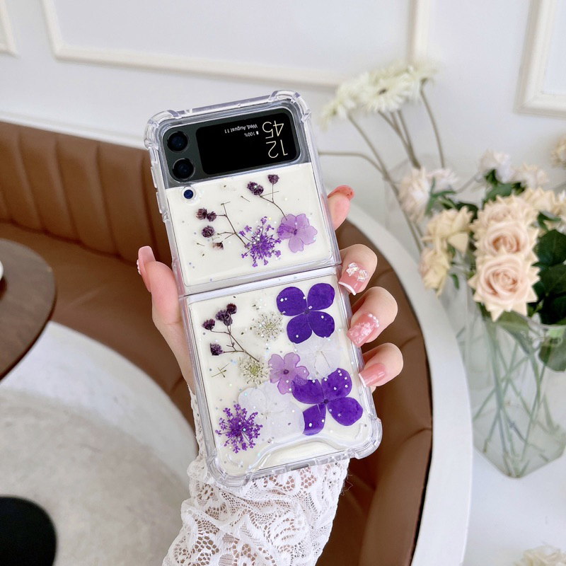 Dried Flower Glitter Case Z Flip 5 Z Fold 5 Zfold 4 Zflip 4 3 Zfold 2 Zflip3 Zflip2 Z Flip Fold  Zflip5 Zfold5 Oppo Find N2 Casing