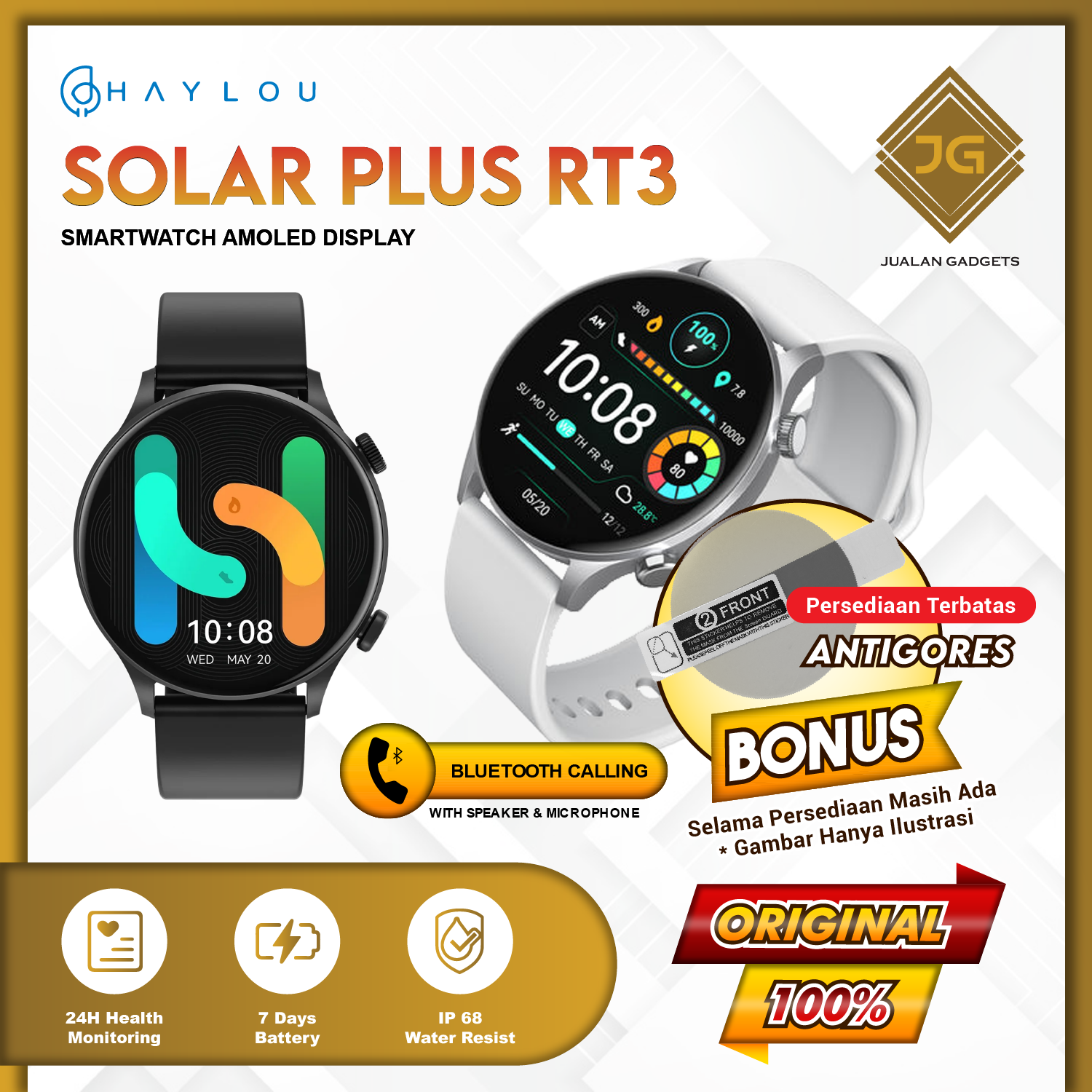 Haylou Solar Plus RT3 Smartwatch Bluetooth Phone Calls 1.43&quot; Amoled HD