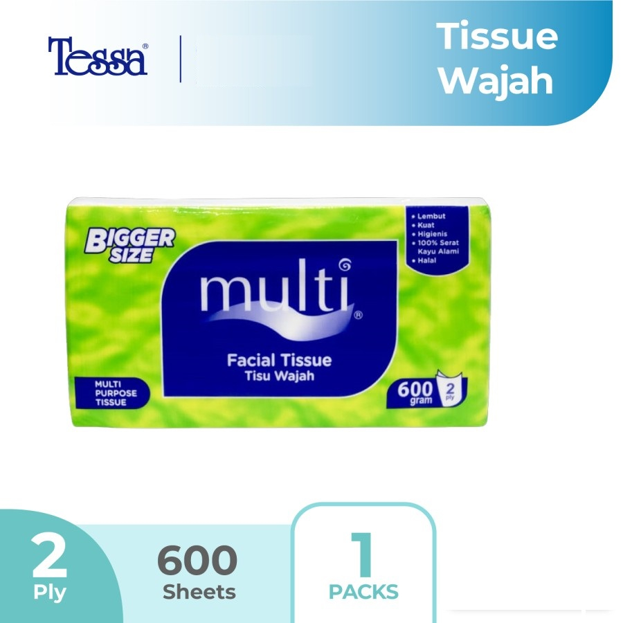 Tisu Tessa Multi 600 gram 2 ply MP04 sheet / Tissue Facial Refill kiloan 600 gr 2ply Bigger Size / Tisu wajah sheets 600s lembut