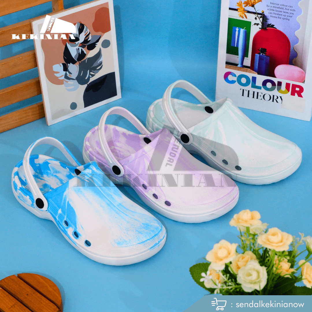 Sandal Kodok Loreng Wanita / Sandal Kodok Motif Tie Dye New Model