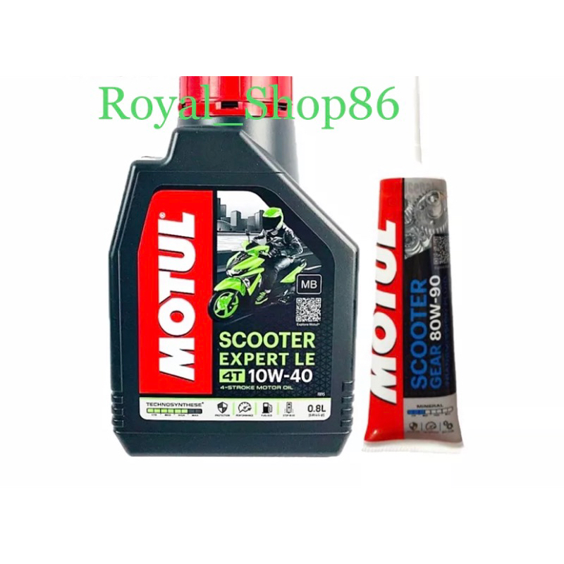 Oli Motul Scooter Expert LE Matic 10w-40 0,8Liter (Hijau) &amp; Oli Gardan Motul Sae 80W-90 120ml (Paket) Original