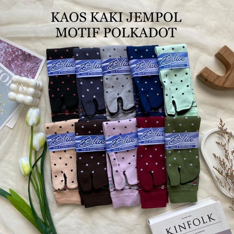 Kaos kaki jempol muslimah perempuan wanita motif batik polkadot polka