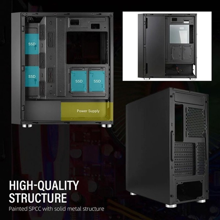 Casing PC Gaming Aula FZ013 M ATX Include 3Fan RGB / Aula FZ013 Casing Komputer Gaming