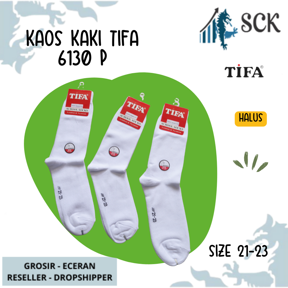 Kaos Kaki Sekolah TIFA 6130 Polos Putih Casual/ Kaus Kaki Halus