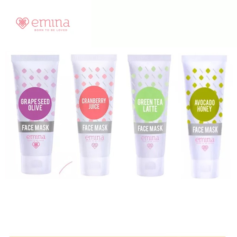 Emina Face Mask 60ml [Greentea Latte, Grapeseed Olive, Avocado Honey, Cranberry Juice]