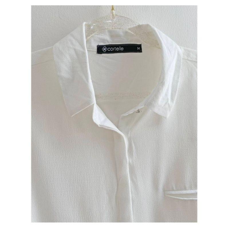 Cortelle white textured longsleeve button down shirt