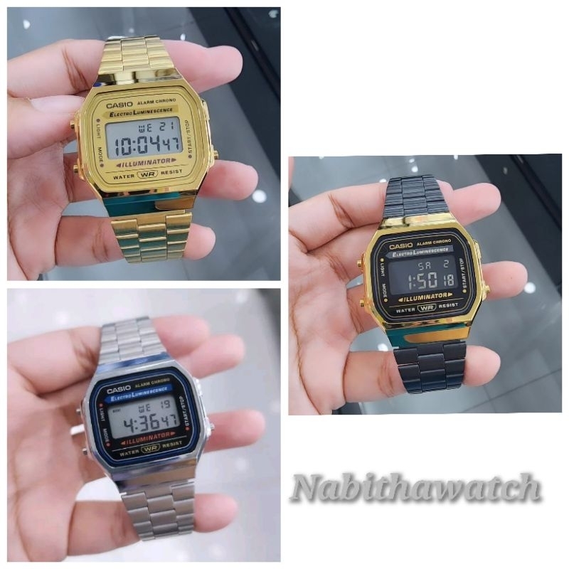 Jam Tangan Wanita Casio A-168W New 168 Original Garansi Resmi