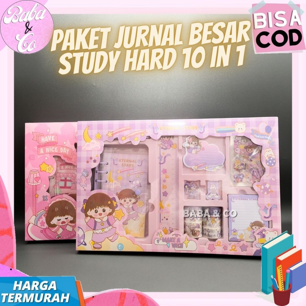 

PAKET JURNAL 10 IN 1 STUDY HARD / GIFT BOX HAMPER ALAT TULIS LENGKAP JURNAL 10 IN 1 STUDY HARD NOTEBOOK PEN STIKER JURNAL 7 IN 1 COD