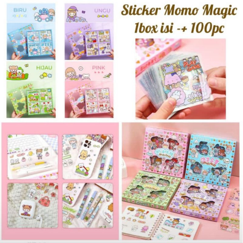 

Stiker Momo 1 box isi 100pcs Sticker Momo Kartun Korea Sticker Waterproof Anti Air Label Stiker Botol