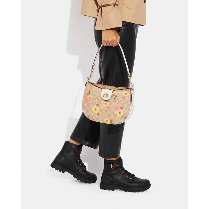 Coach Ella Hobo In Signature Canvas With Floral Cluster Print (CH 347)