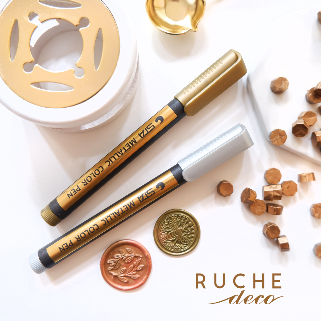 

RUCHE DECO - STA Metallic Color Pen / Spidol metalik Gold Silver / Metallic Pen Silver Gold / Spidol Metallic seal wax