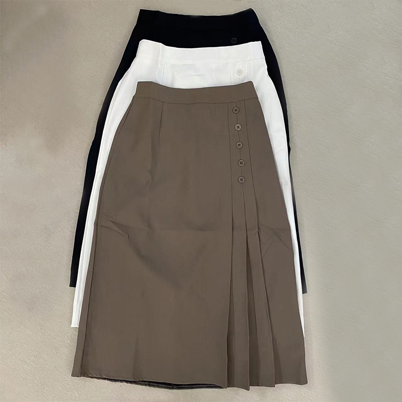 MOOGU ♡ Rok panjang korea rok wanita mixi skirt satu baris tombol