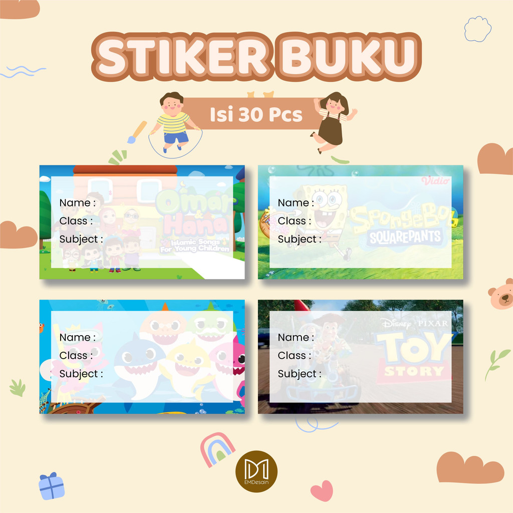 

( 30 PCS ) STICKER LABEL BUKU PELAJARAN / MOTIF KARTUN /.STIKER MAPEL CUSTOM / STIKER MATPEL / STICKER LABEL NAMA ANAK / STIKER BUKU AESTHETIC / STIKER BUKU PELAJARAN SEKOLAH / STIKER JURNAL / STICKER CUSTOM NAMA DAN FOTO ANAK