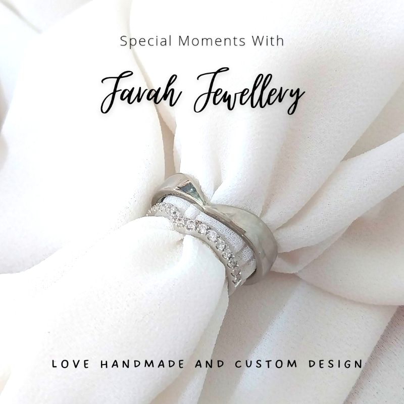 Cincin Custom Cincin Couple Nikah Tunangan Palladium Emas Putih Free Ukir Nama Laser Box Kayu Garans