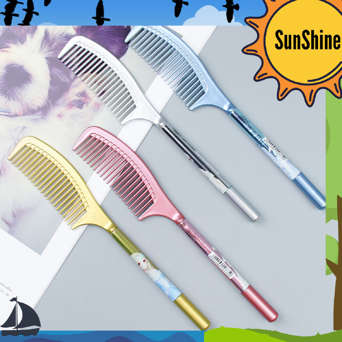 

✨ Sunshine Fancy ✨ SELUSIN / 12 Pcs Pulpen Motif Sisir S0108