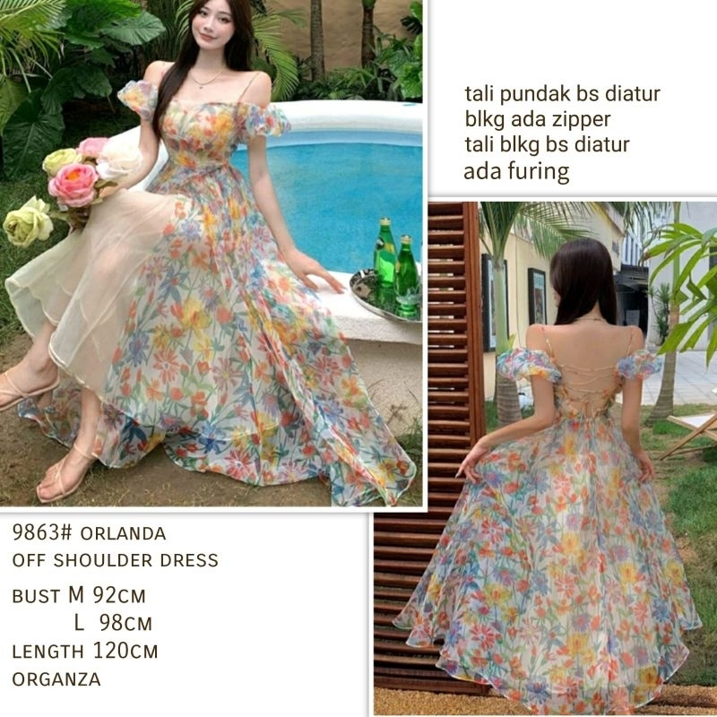 MDLV ~ 9863# Orlanda Off Shoulder Dress Flower korea