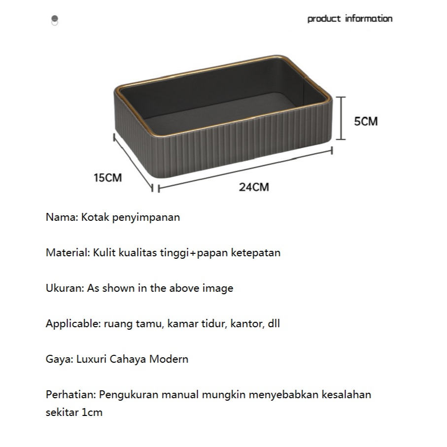 Mi.more Luxury Tray List Gold PU Leather / Kotak Organizer Kulit Mewah