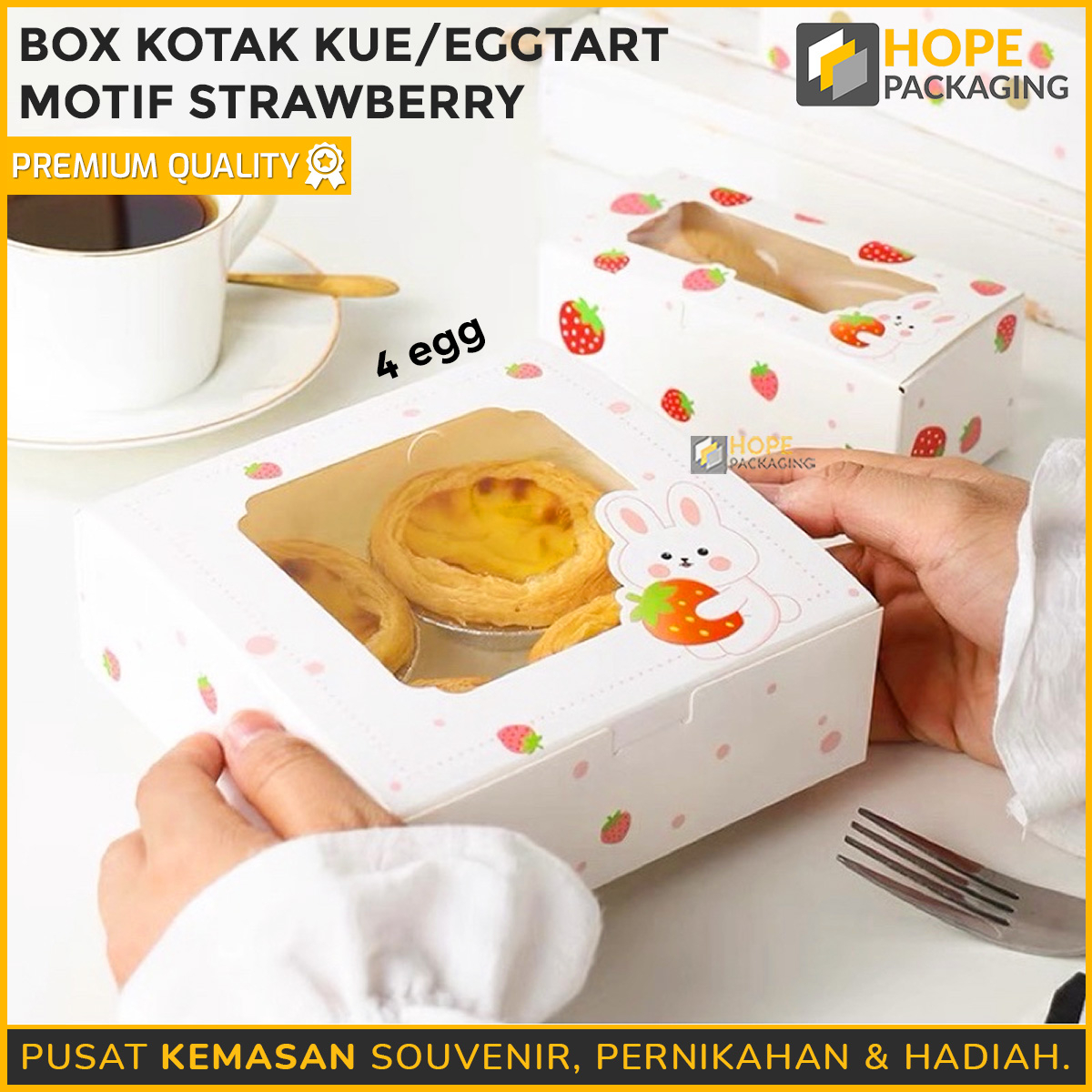 [ ISI 3 PCS] Box Kotak Kue / Egg Tart Motif Strowberry / Egg Tart Box Kotak Kue Donut Dessert Box Egg Tart Box Pie Soes