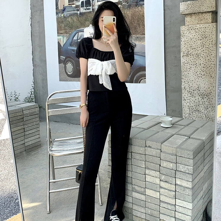 MOOGU ♡ blouse korea temperamen crop top wanita atasan