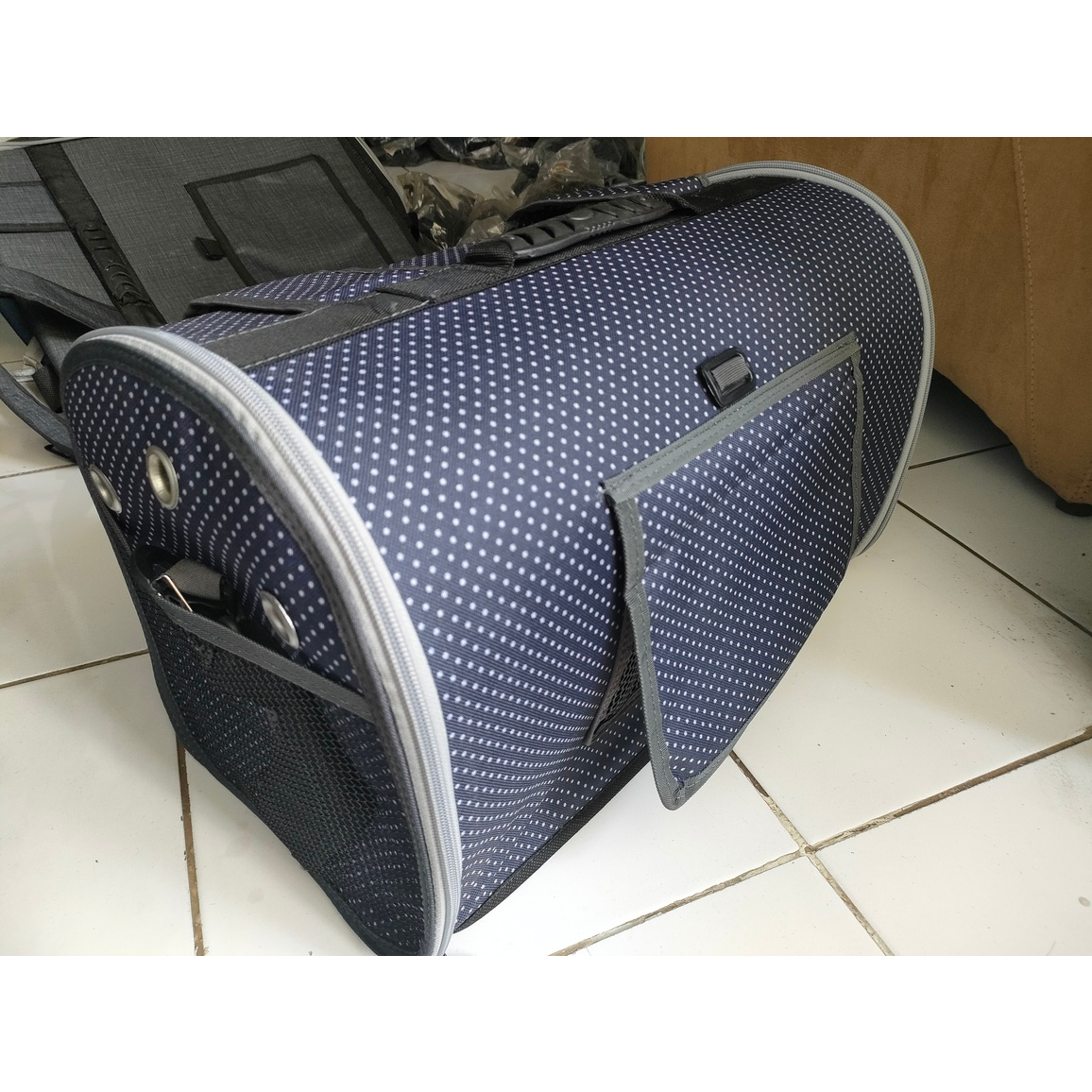 SALE Tas Kucing Reject Layak Pakai/ Ransel 3in1 Navy Polkadot