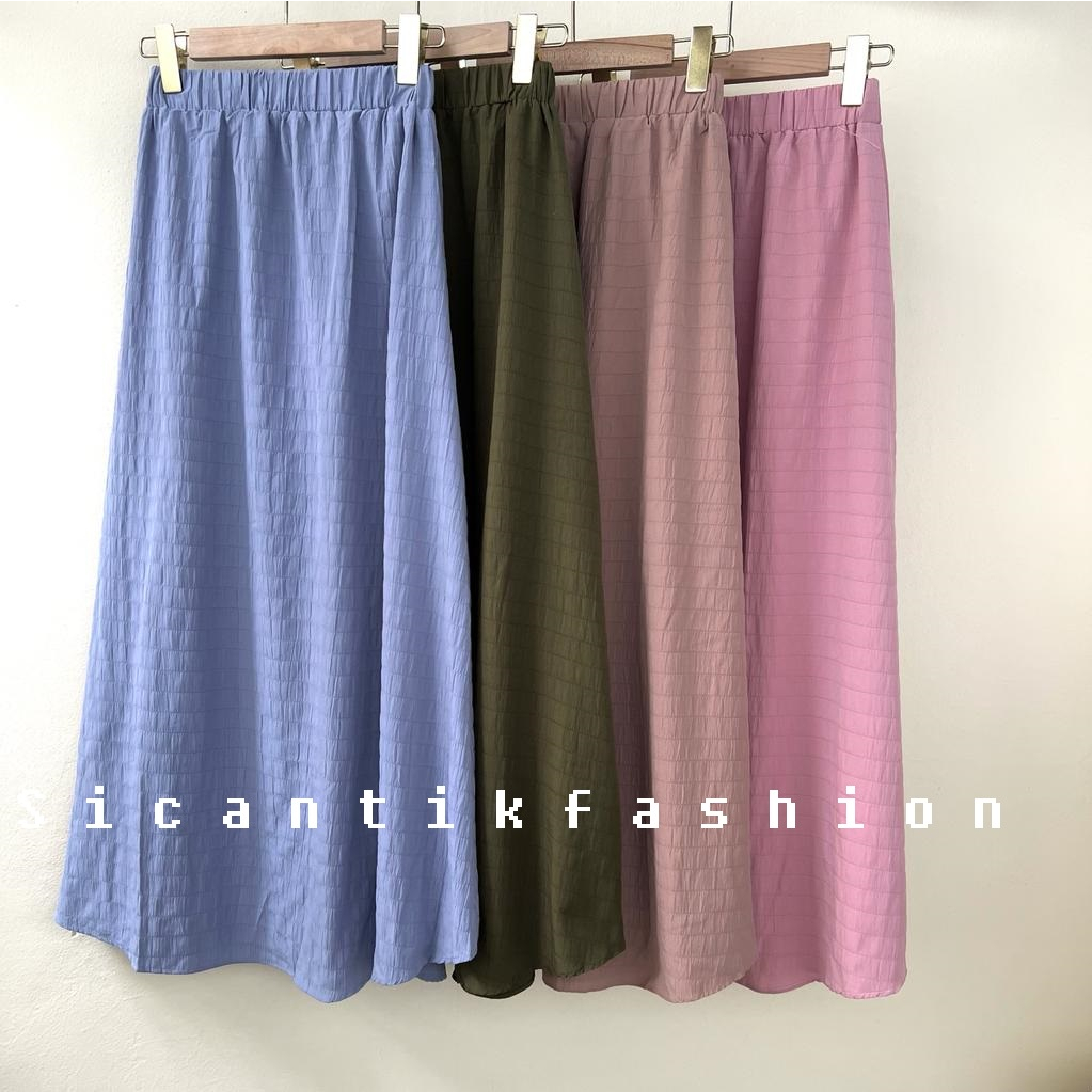 Skirt Panjang Cewek Korean / Rok Wanita Cotton Crinkle