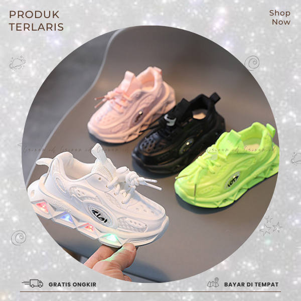 Sepatu Sneakers LED Anak Laki Laki Import Sepatu LED Anak Balita Impor Sneakers Anak Dengan LED Kere