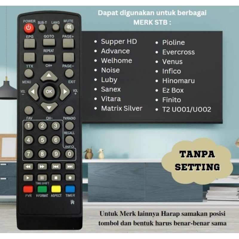 REMOTE STB LUBY REMOT SET TOP BOX LUBY DVB T2 / T2-01 / T2 -02 / T2 03