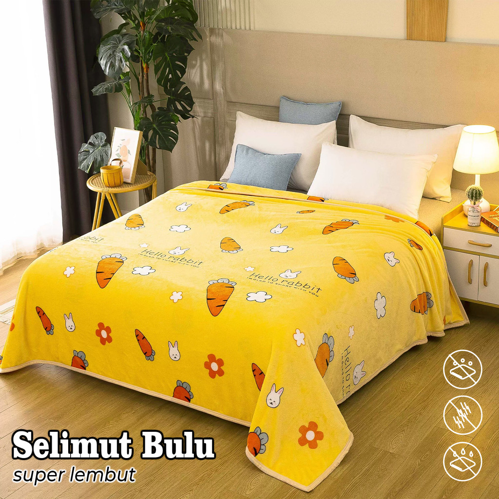 COD - HK500 - Selimut Bulu Motif Dewasa 150x200cm Tebal - Selimut Dewasa Termurah Motif Cantik Import