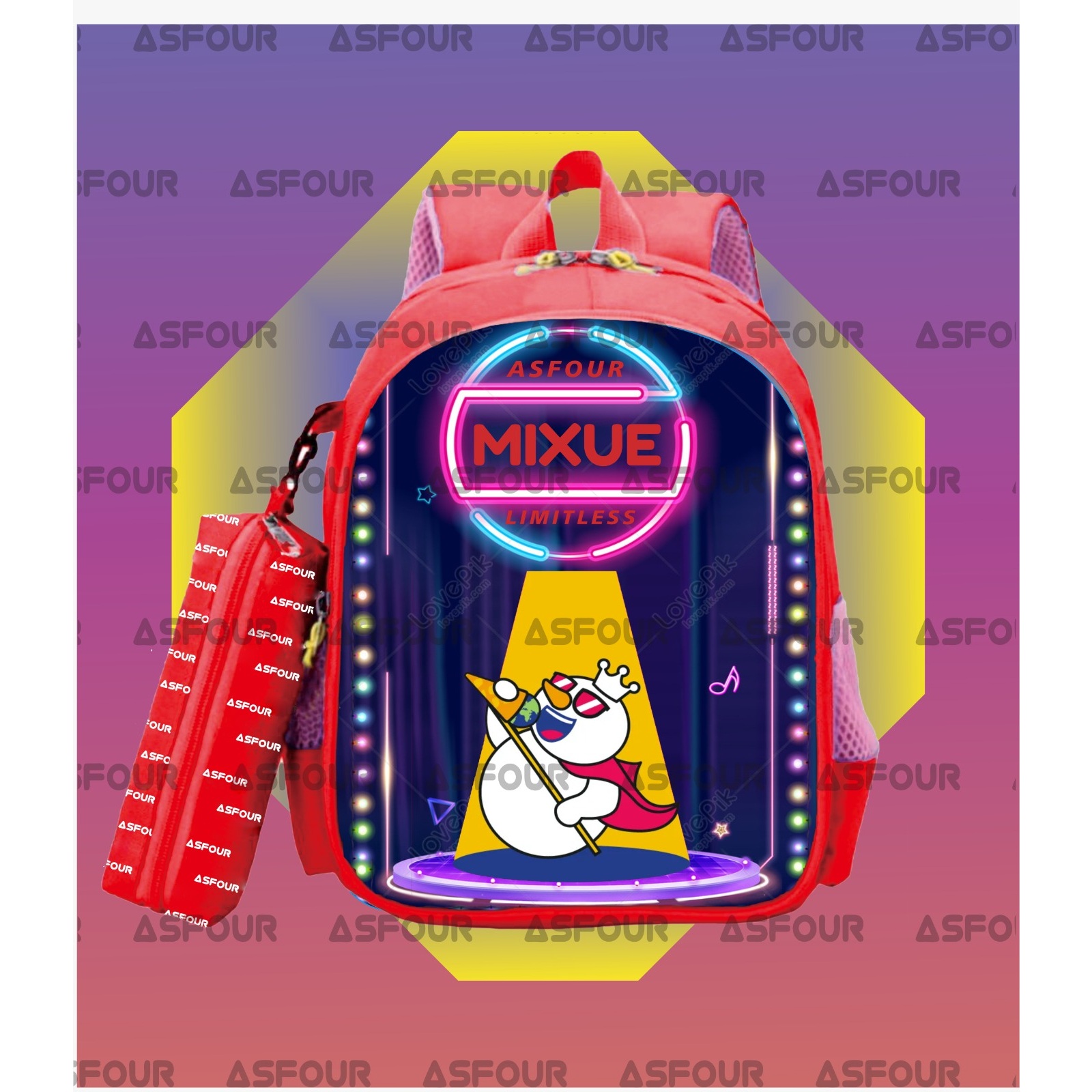 Miksu Neon - Tas Sekolah Anak Ransel Anak Backpack Anak  Ransel Anak PErempuan Lucu Mixu Miksu TK SD SMP PAUD 1 2 3 4 5 COD Bayar di Tempat Gratis Tempat Pensil Bonus Tas Boba Miksue Boba