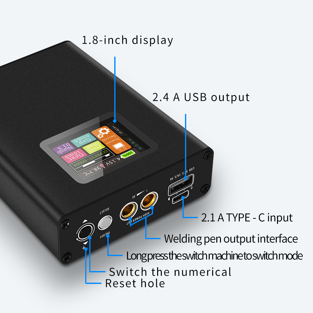 Mesin Las Mini Spot 30 Gigi Layar Warna LCD 1.8 Inci untuk Baterai 18650 dan Bank Pengisi Daya Cepat