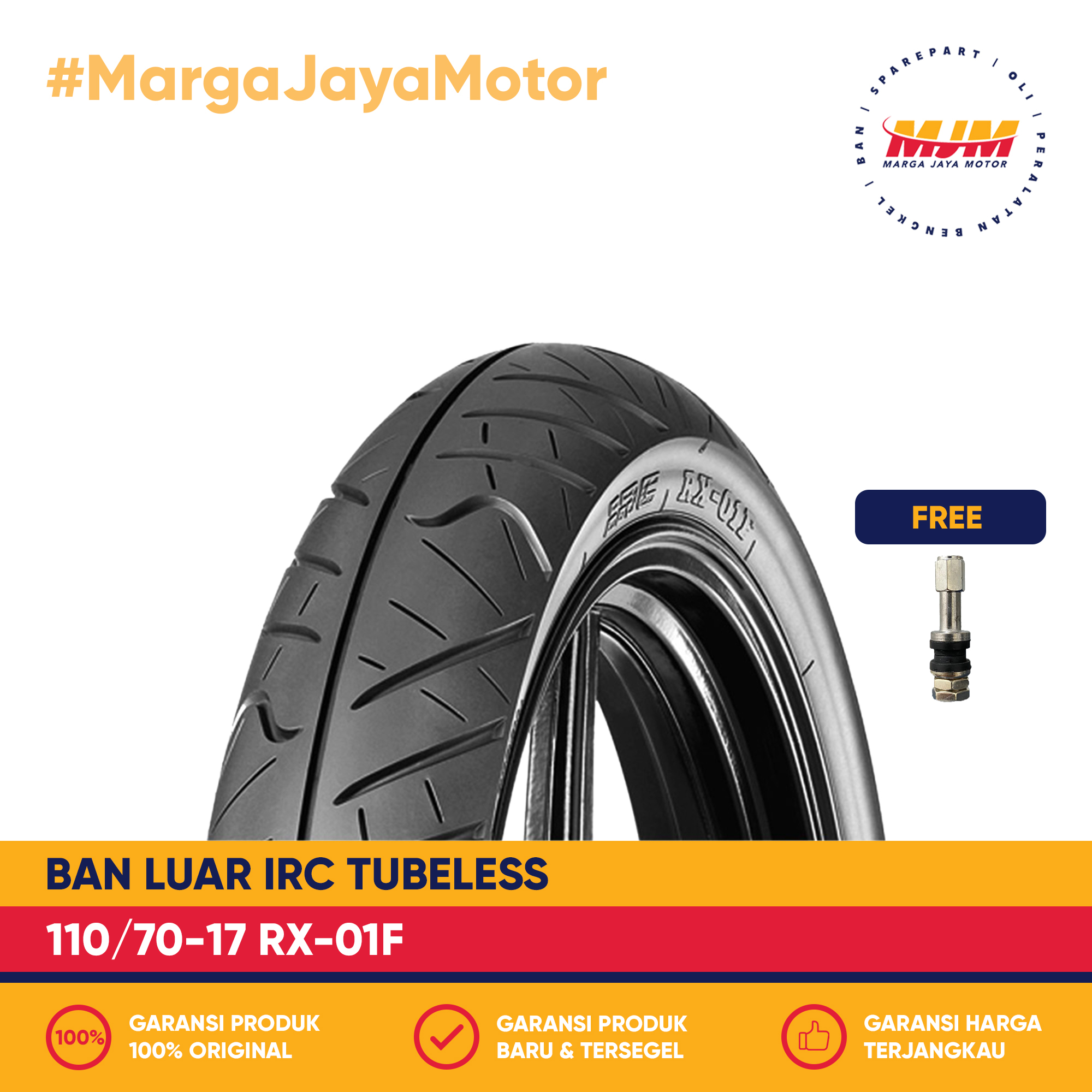 Ban Luar IRC RX-01F 110/70-17 Tubeless Free Pentil