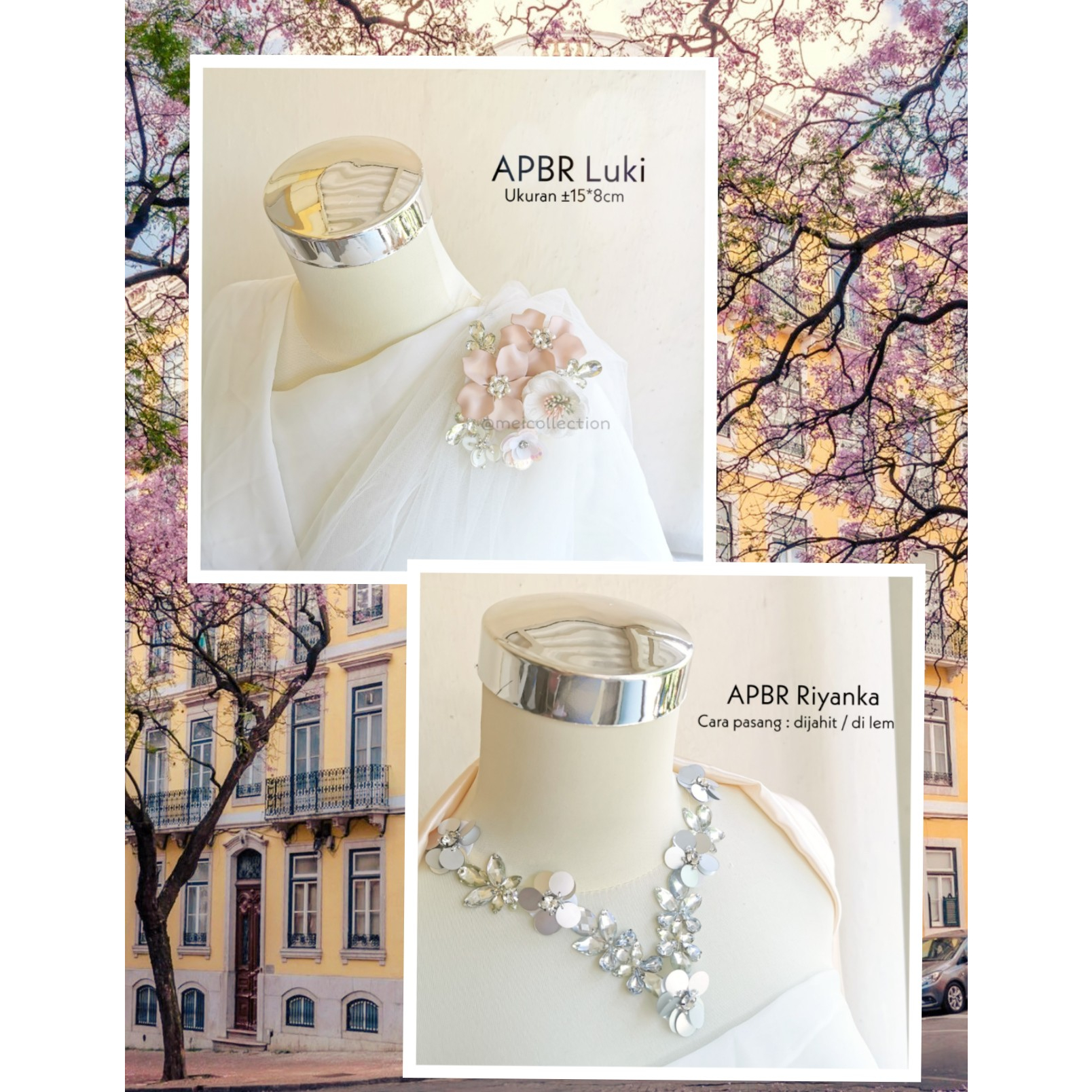 Payet rangkai leher bunga 3D kebaya wisuda APBR 6551 6552 6553 6554 Biru Nude Kuning Hijau