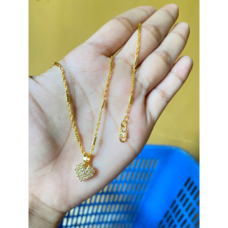 kalung koin + liontin lapis emas 24k