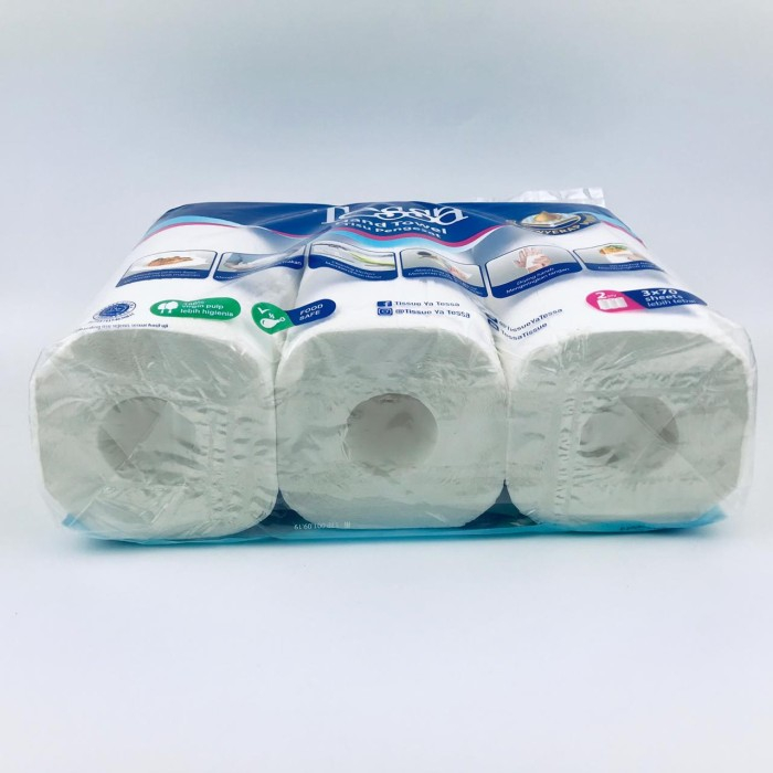 Tisu Dapur Tessa 70 sheets 2 ply isi 3 rol TTP01 sheet / Tissue Kitchen Towel Roll 70s 2ply bahan berkualitas