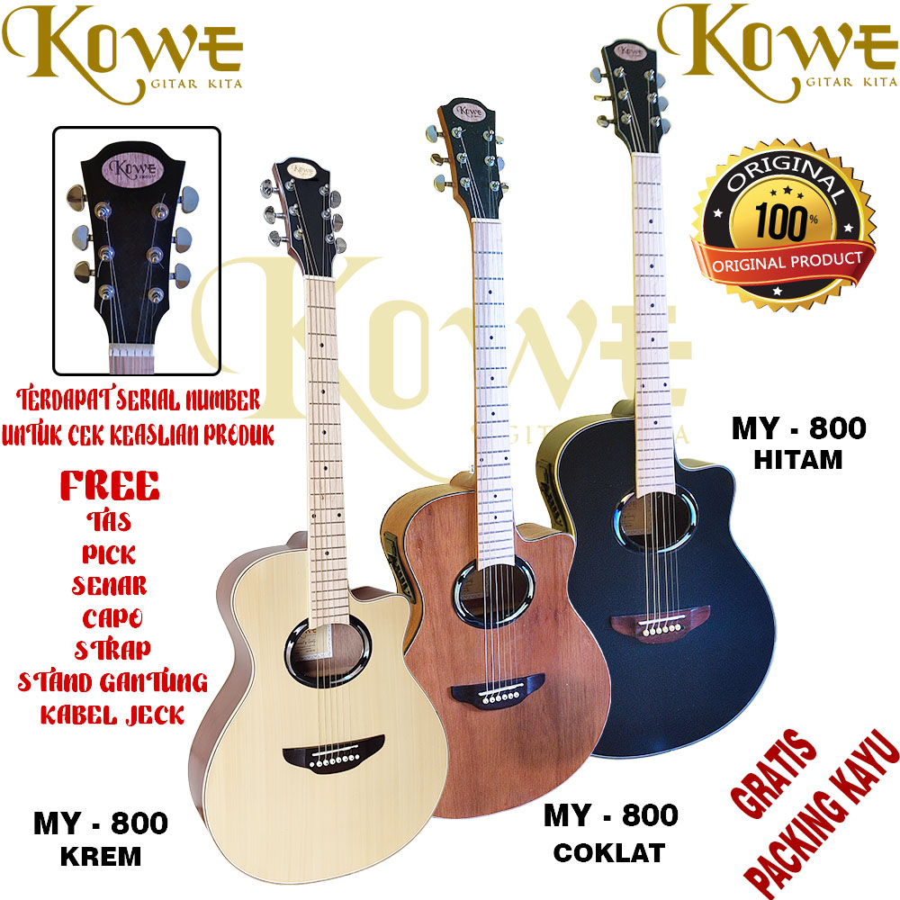 Gitar akustik elektrik 7545r original merk KOWE seri MY 800