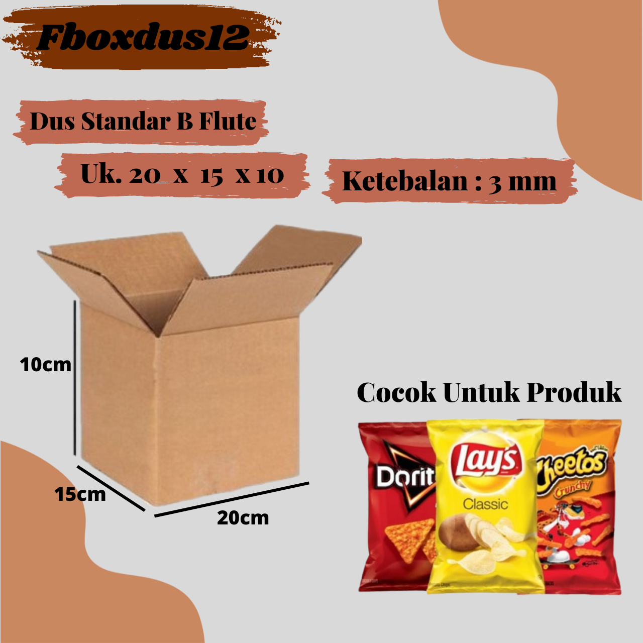 

Kardus/Dus/Box Uk.20x15x10cm Baru Polos Tebal Kuat KMK/125 BFlute ( MINIMAL ORDER 5 PCS )