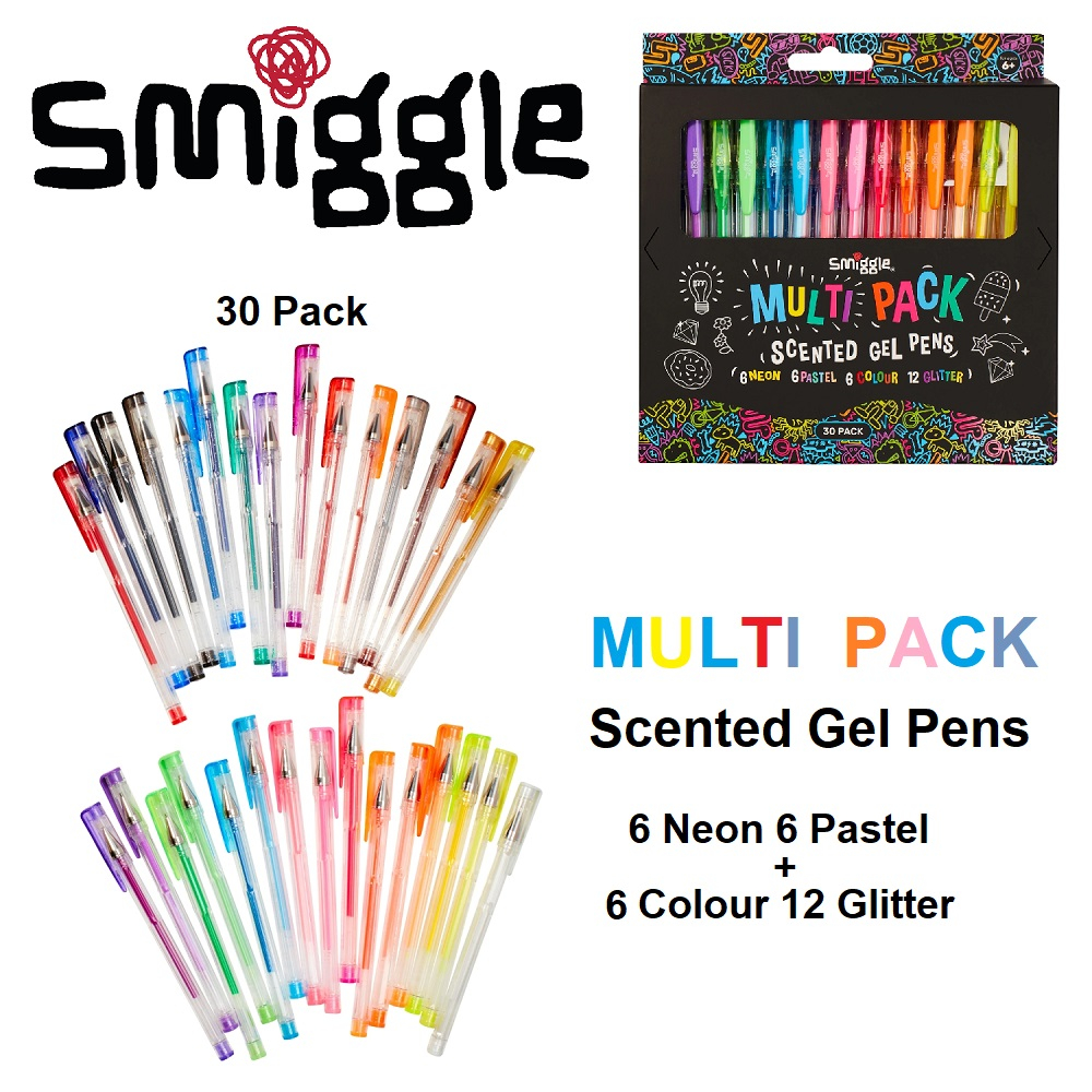 

Smiggle Multi Pack Scented Gel Pens Pack X30 ( Neon Pastel Colour Glitter ) Pulpen Gel Beraroma Isi 30 Pena