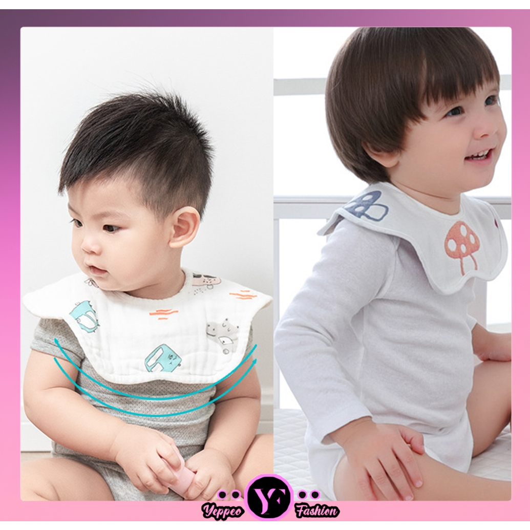 •YF• CLM1158 Celemek Bayi Penyerap Air Liur Karakter Lucu Bentuk Bunga Bisa Diputar Apron Baby Bibs Slabber Perlengkapan Makan