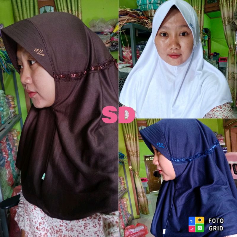 HIJAB INSTAN WARNA PUTIH  ANAK SEKOLAH SD SMP SMA