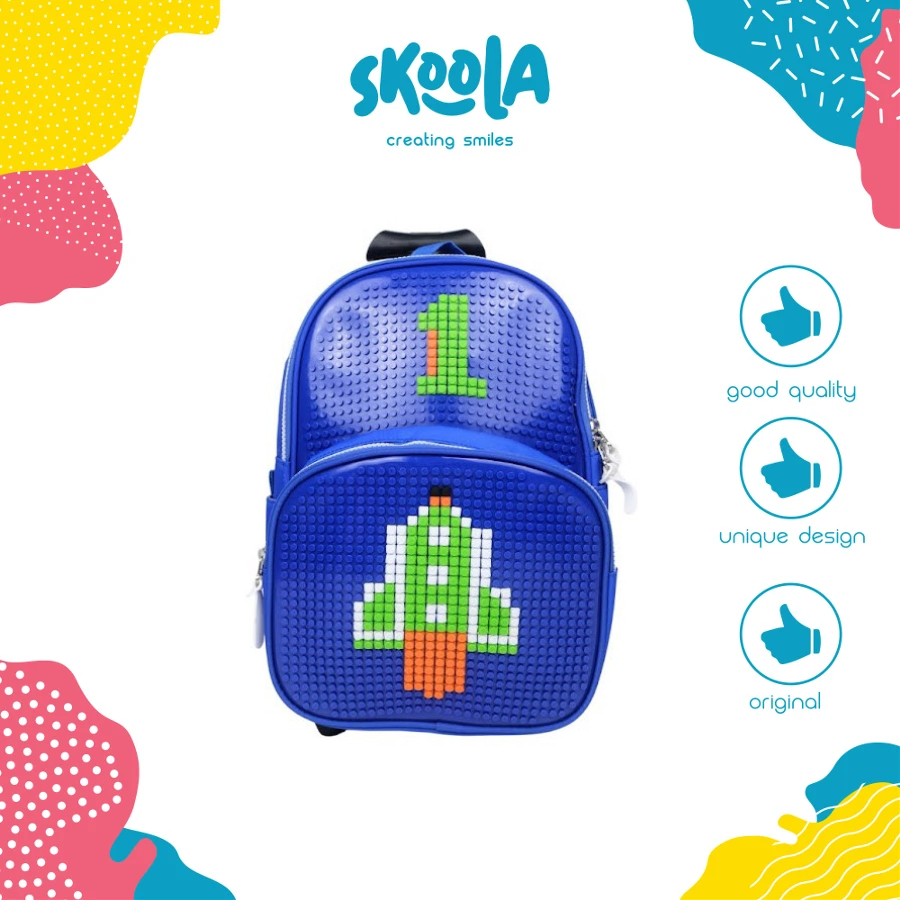 Tas Sekolah Anak Laki - Laki SD Trolly Ransel Lego Pixel 678 Kids Backpack - Skoola